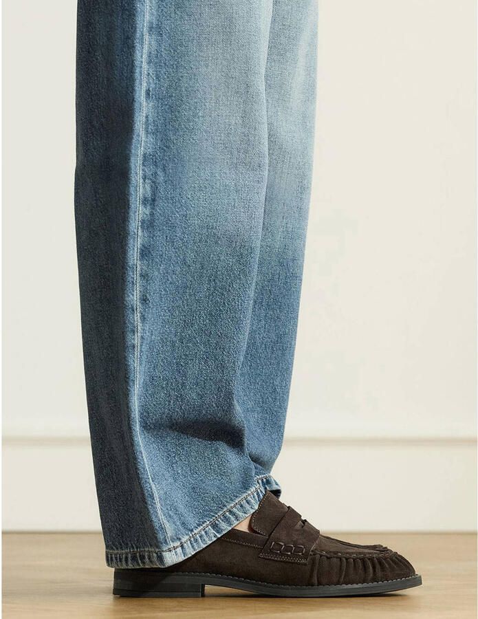 Manfield Dames Donkerbruine suède loafers - Foto 3