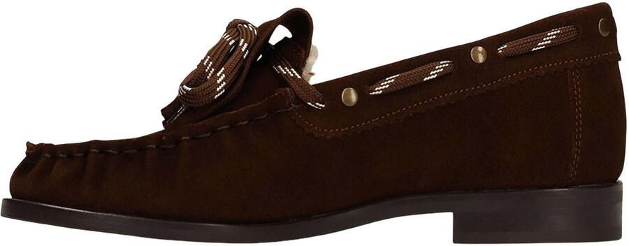 Manfield Dames Donkerbruine gevoerde suède loafers - Foto 3