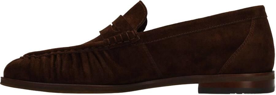 Manfield Heren Donkerbruine suède loafers met gestikte neus - Foto 2