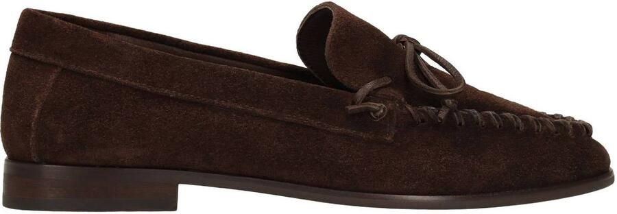 Manfield Dames Donkerbruine suède loafers