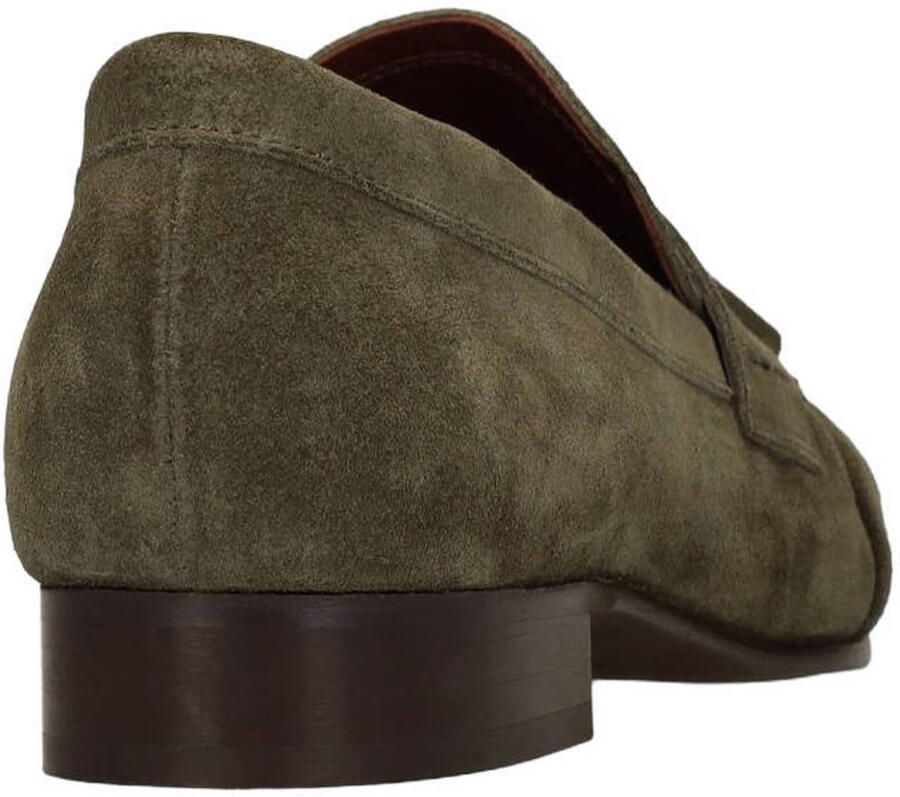 Manfield Dames Donkergroene suède loafers met kwastjes - Foto 2