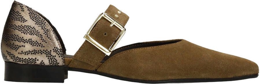 Manfield Dames Donkergroene suède loafers