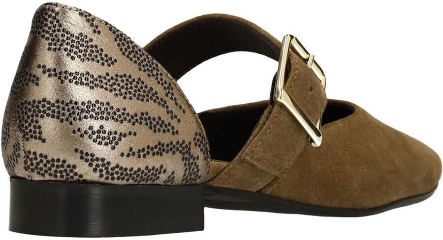 Manfield Dames Donkergroene suède loafers - Foto 3