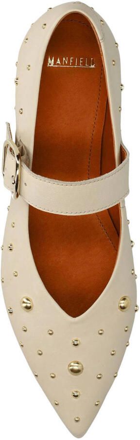 Manfield Dames Off white leren loafers - Foto 2