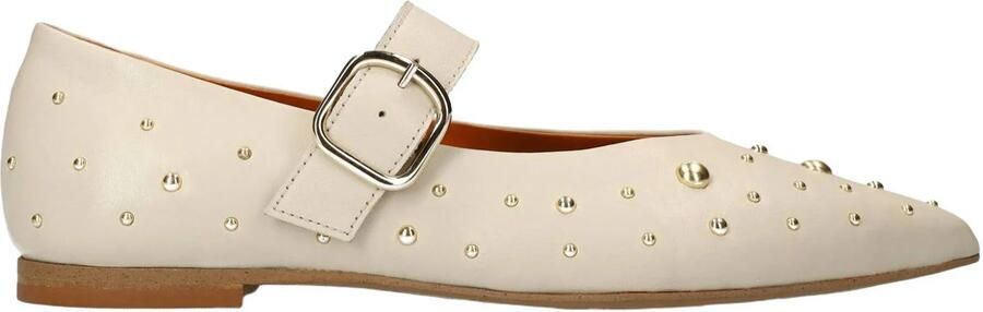 Manfield Dames Off white leren loafers