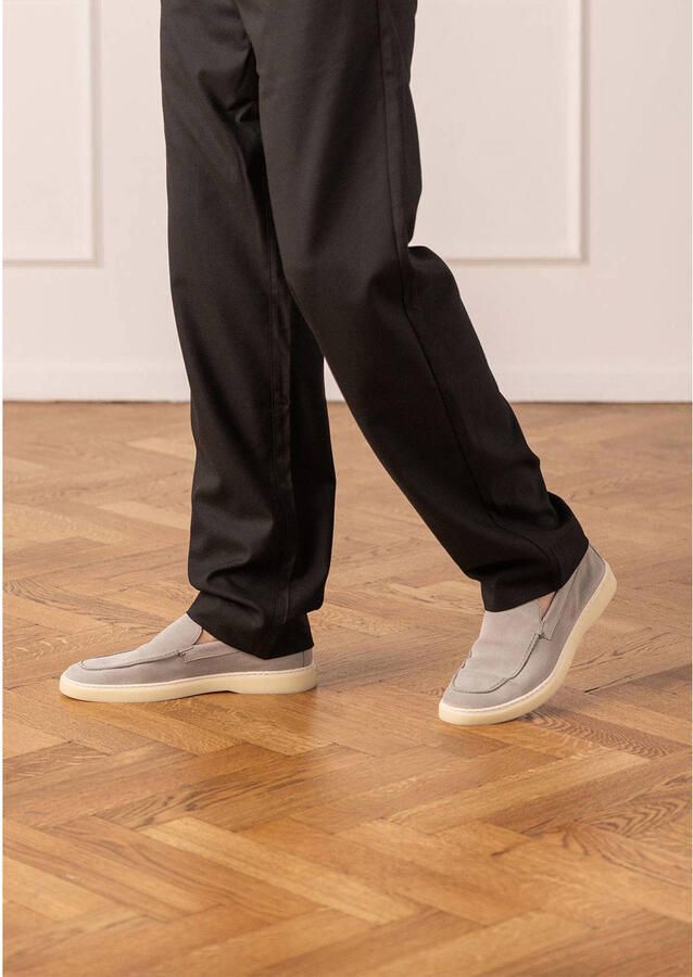 Manfield Heren Grijze suède loafers