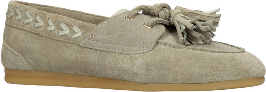 Manfield Dames Groene suède loafers met kwastjes - Foto 2