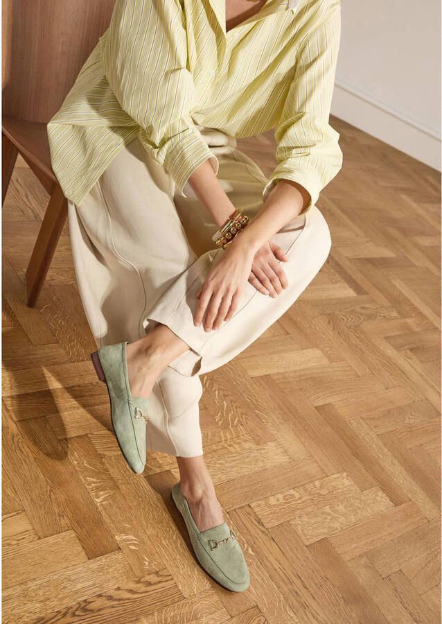 Manfield Dames Groene suède loafers - Foto 2