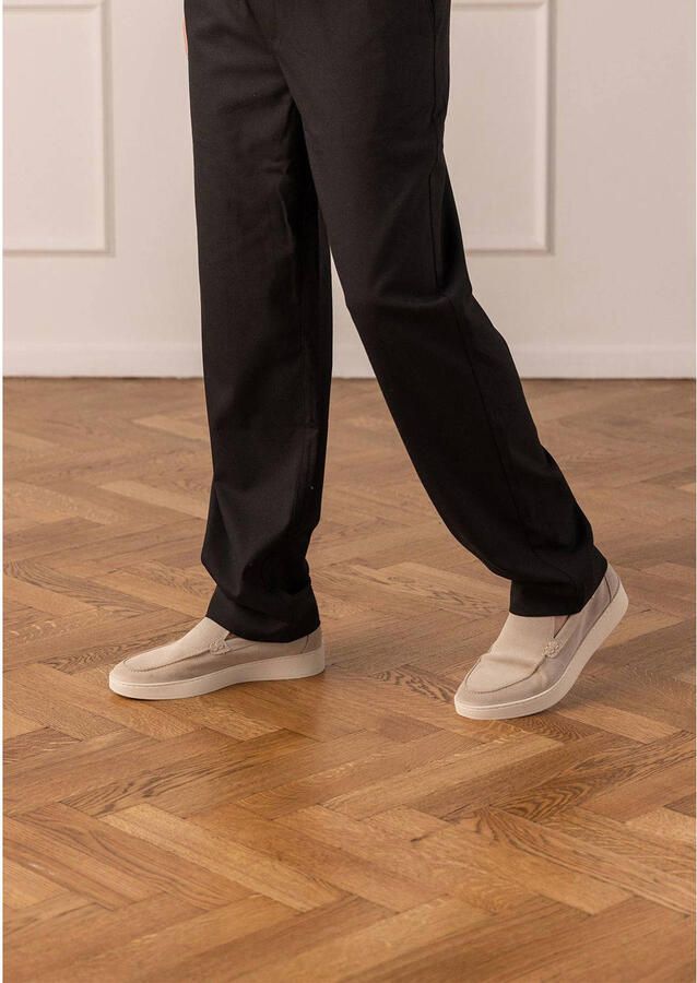 Manfield Heren Licht grijze suède loafers
