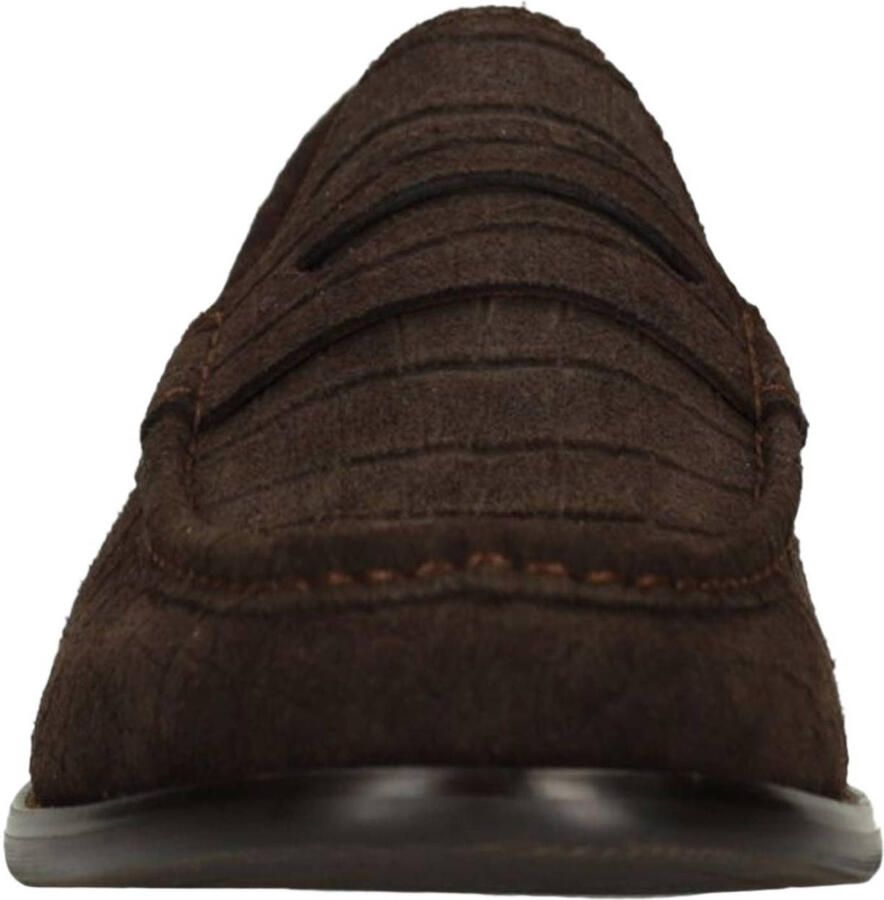 Manfield Heren Bruine suède loafers met crocoprint - Foto 2