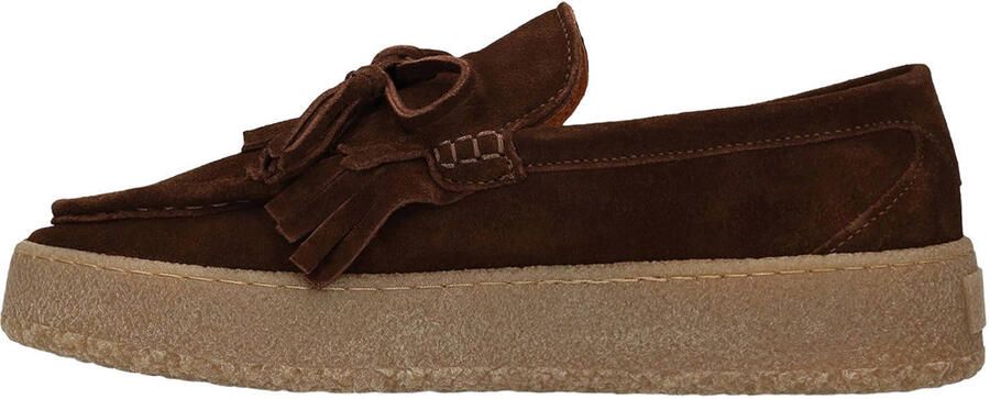 Manfield Dames Bruine suède loafers met franjes - Foto 3