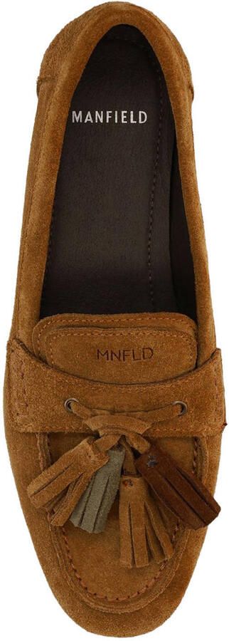 Manfield suède loafers met franjes cognac - Foto 3