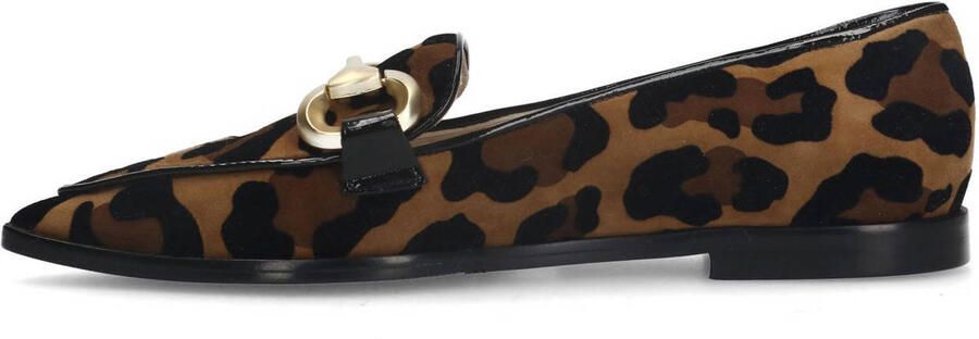 Manfield Dames Suède panter loafers met gouden chain - Foto 3