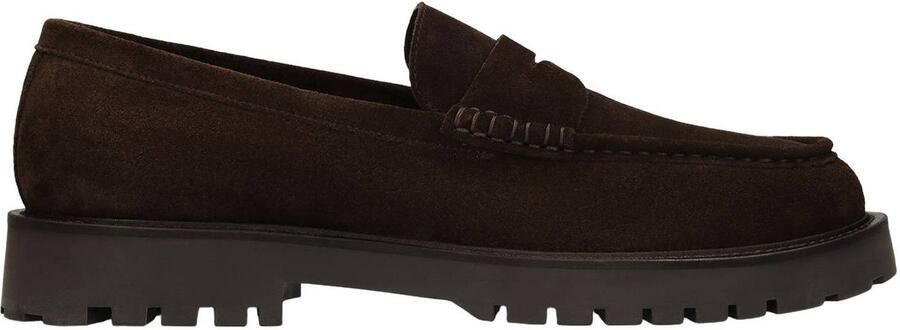 Manfield suède loafers met profielzool bruin