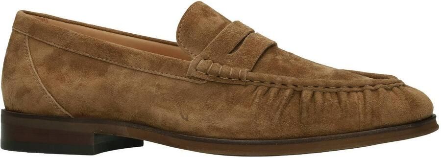 Manfield Heren Taupe suède loafers met gestikte neus - Foto 3