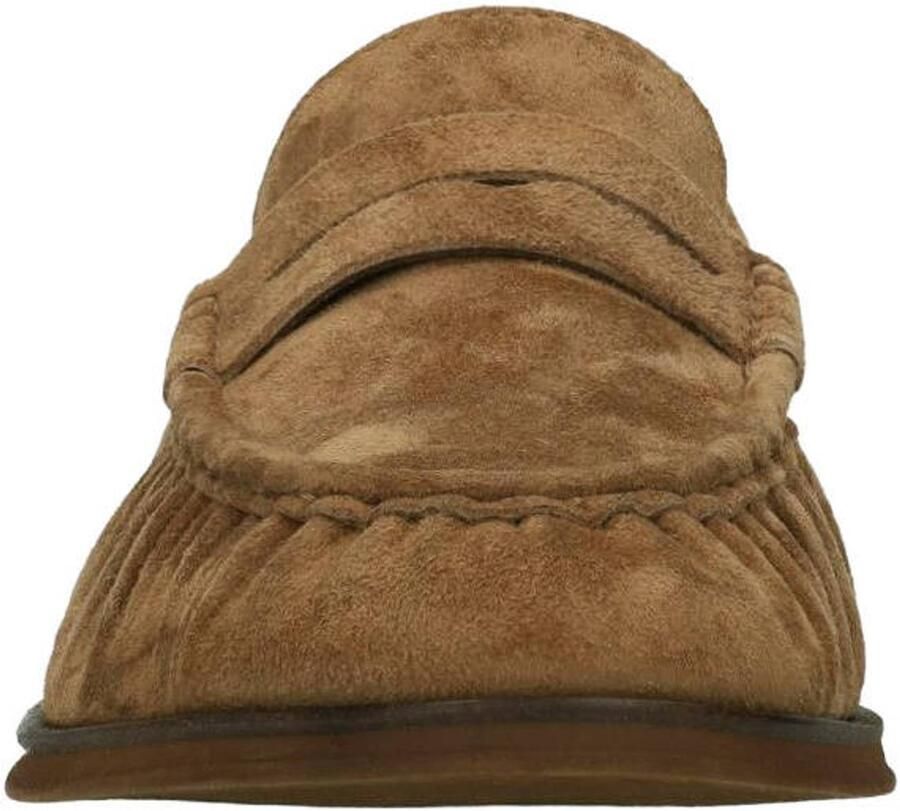 Manfield Heren Taupe suède loafers met gestikte neus - Foto 2