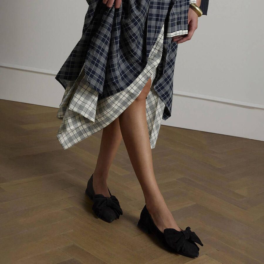 Manfield Dames Zwarte suède loafers