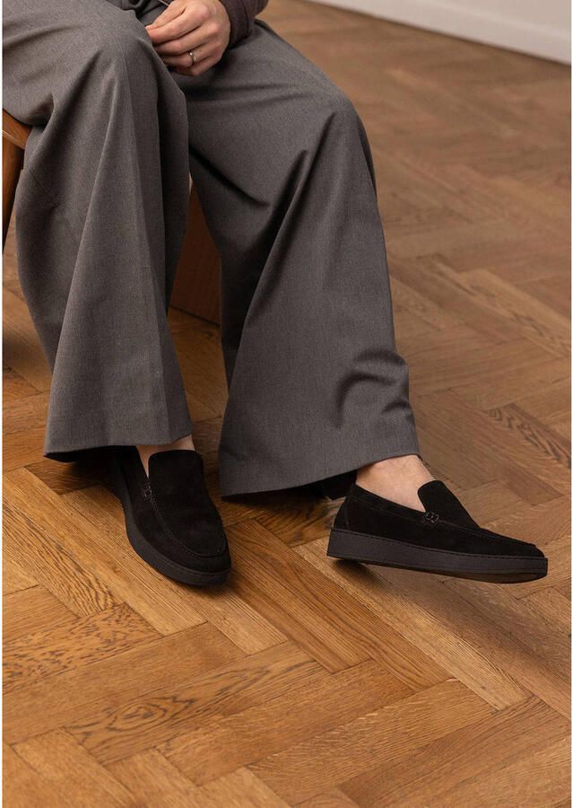 Manfield Zwarte suède loafers
