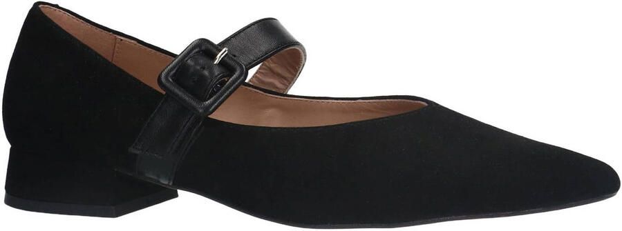 Manfield Dames Zwarte suède loafers met gespsluiting - Foto 2