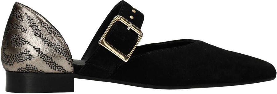 Manfield Dames Zwarte suède loafers