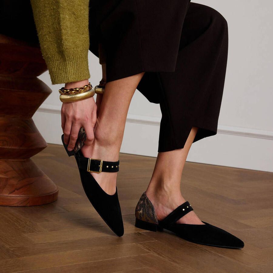 Manfield Dames Zwarte suède loafers - Foto 2