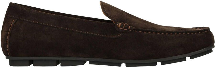 Manfield Heren Donkerbruine suède loafers