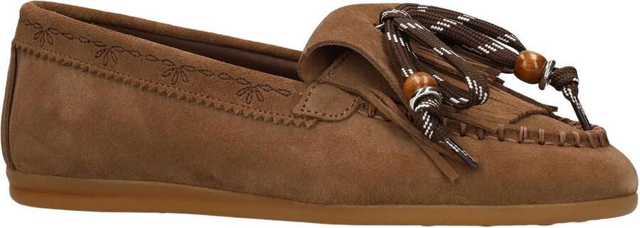 Manfield Dames Cognac suède loafers met veters - Foto 3