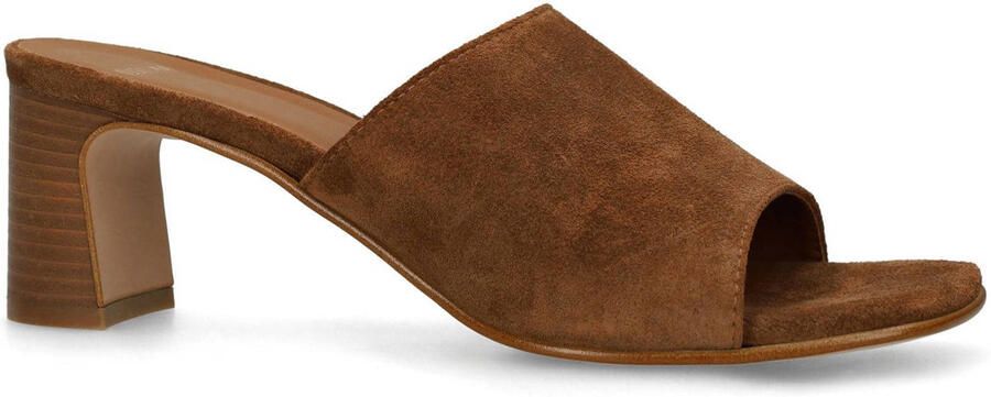 Manfield Dames Bruine suède sandalen met hak - Foto 3