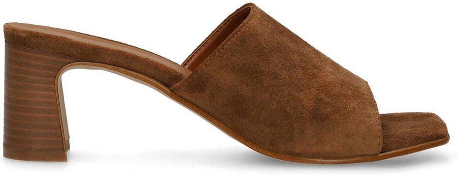 Manfield Dames Bruine suède sandalen met hak