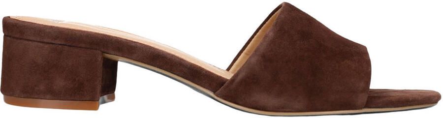 Manfield Dames Bruine suède sandalen met hak