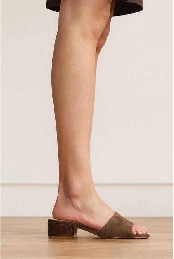 Manfield Dames Bruine suède sandalen met hak - Foto 3