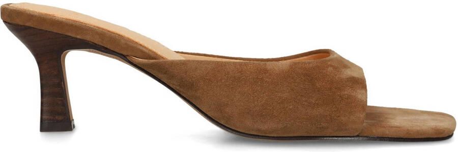 Manfield Dames Cognac suède sandalen met hak