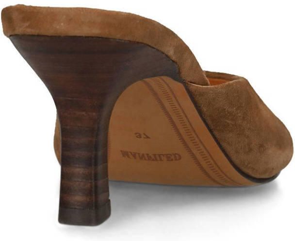 Manfield Dames Cognac suède sandalen met hak - Foto 3