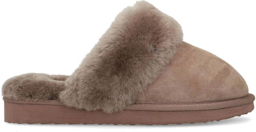 Manfield Dames Taupe suède pantoffels