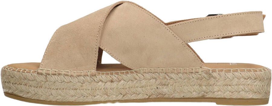 Manfield Dames Beige suède sandalen met plateau - Foto 3