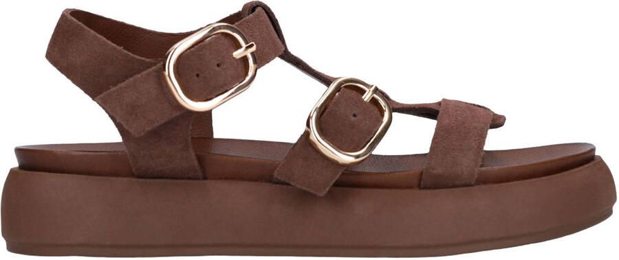 Manfield Dames Bruine suède sandalen