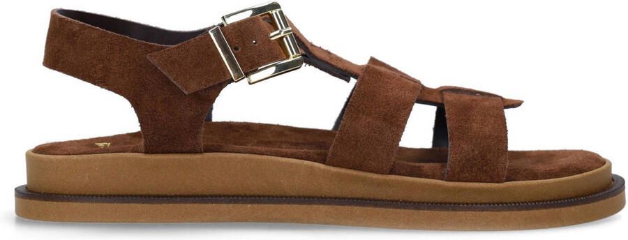 Manfield Dames Bruine suède sandalen