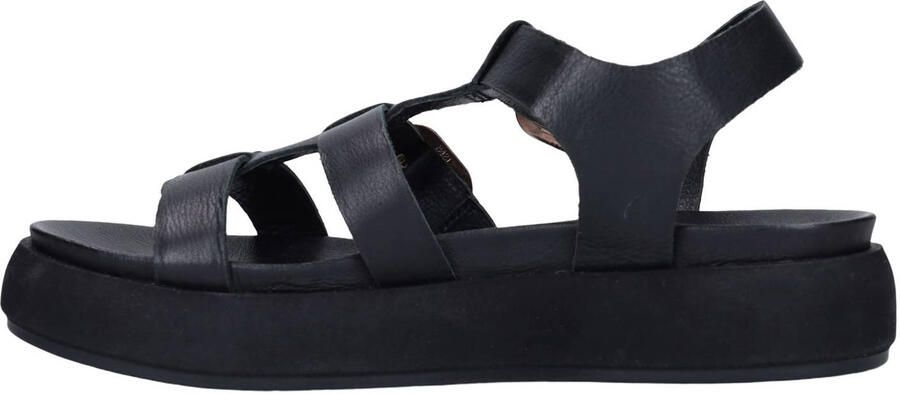 Manfield Dames Zwarte leren sandalen - Foto 3