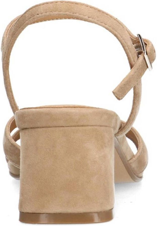 Manfield Dames Beige suède sandalen met hak