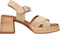 Manfield Dames Beige suède sandalen met blokhak - Beige