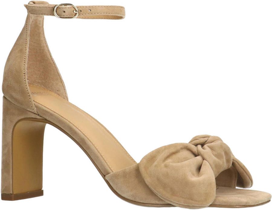 Manfield Dames Beige suède sandalen met hak - Foto 2