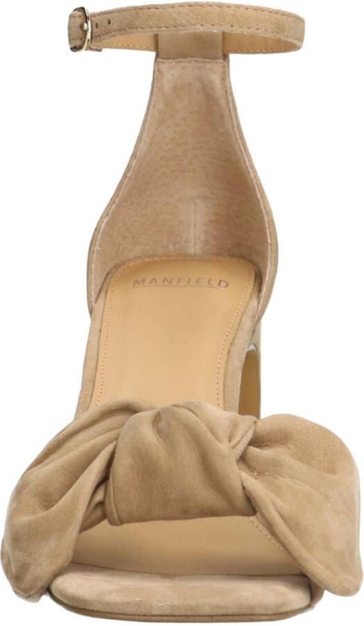 Manfield Dames Beige suède sandalen met hak - Foto 3