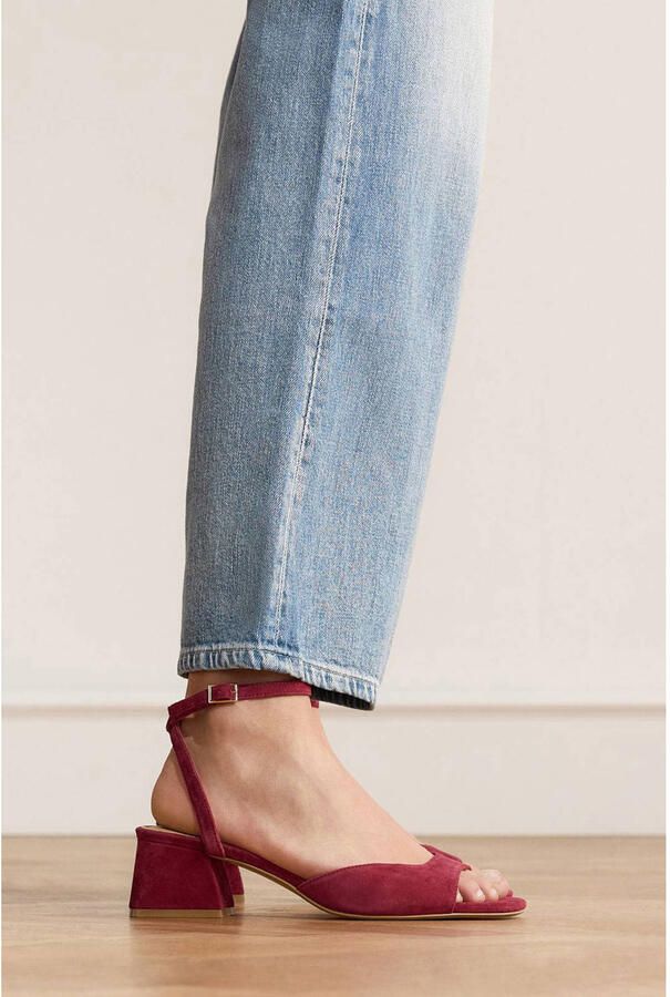 Manfield Dames Bordeaux rode suède slingbacks - Foto 3