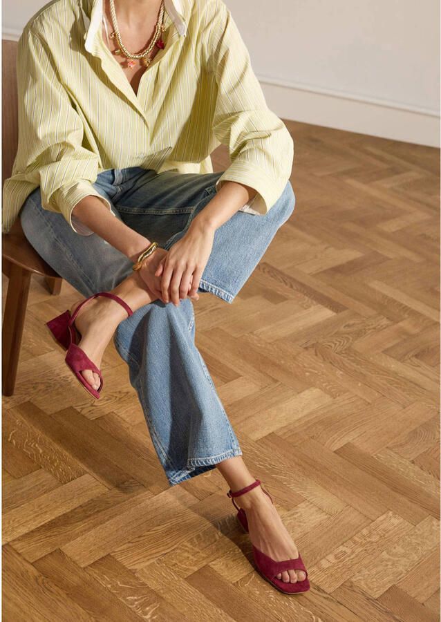 Manfield Dames Bordeaux rode suède slingbacks - Foto 2
