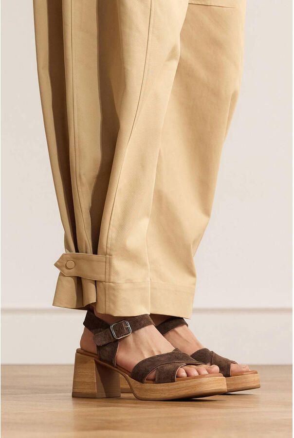 No Stress Dames Bruine suède sandalen met blokhak - Foto 3