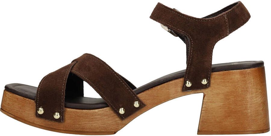 Manfield Dames Bruine suède sandalen met hak - Foto 3