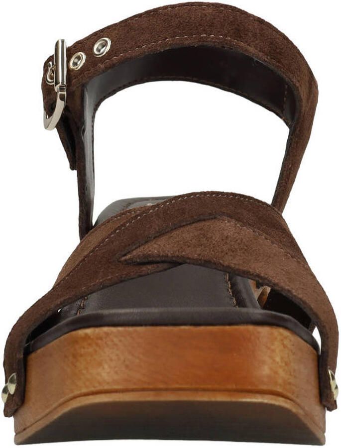 Manfield Dames Bruine suède sandalen met hak - Foto 2