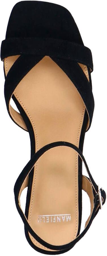 Manfield Dames Zwarte suède sandalen met hak - Foto 2