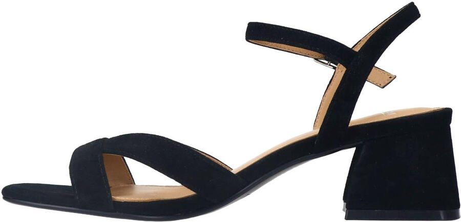 Manfield Dames Zwarte suède sandalen met hak