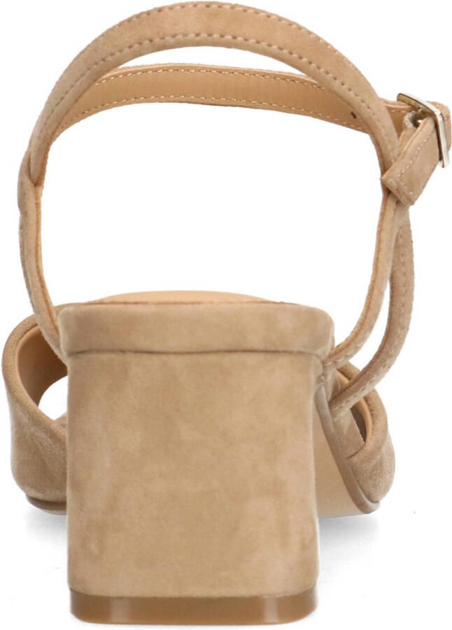 Manfield Dames Beige suède sandalen met sleehak